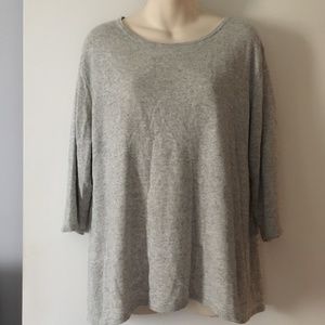 CLAUDIA NICHOLE Grey Silk + Cashmere 3/4 Sleeve Sweater L